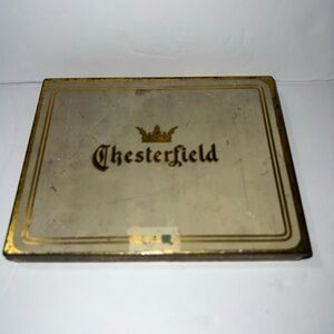 VTG Metal Advertising Tin Metal Tobacco Cigarette Box CHESTERFIELD 4.5” X 5.75”